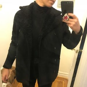 Frame Black Suede and Sterling Coat